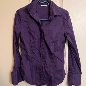New York & Company Deep Purple Button-Down Shirt